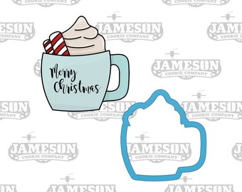 Christmas Mug Cookie Cutter - Hot Cocoa Candy Cane Latte Coffee Cup