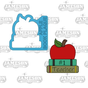 Apple Book Plaque Cookie Cutter - Teacher Plaque