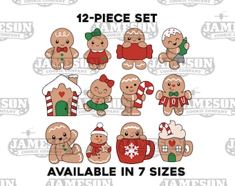 12 Piece Christmas Gingerbread Cookie Cutter Set - Gingerbread Boy, Girl