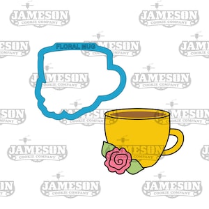 Cortador de galletas con forma de taza de café con diseño floral para el Día de la Madre - Tema del Día de la Madre