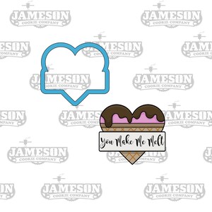 Heart Banner Cookie Cutter - Valentine's Day - Ice Cream Heart Melting