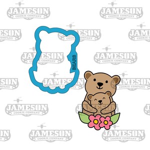 Cortador de galletas con forma de oso floral: Día de la madre, temática de bosque