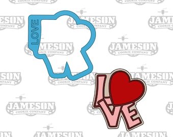 Love Plaque Cookie Cutter - Love Word with Heart