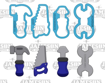 Tool Set Cookie Cutters - Hammer, Saw, Screwdriver, Wrench - Tool or Toolbox Theme - Father Day Theme