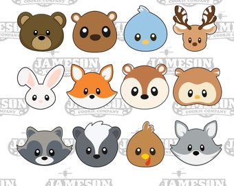 Woodland Animal Head Cookie Cutter Set - Animal Heads - Animal Faces