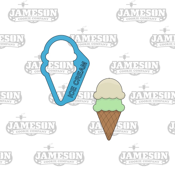 Ice Cream Cone Cookie Cutter - Waffle Cone - Double Scoop - Food Theme