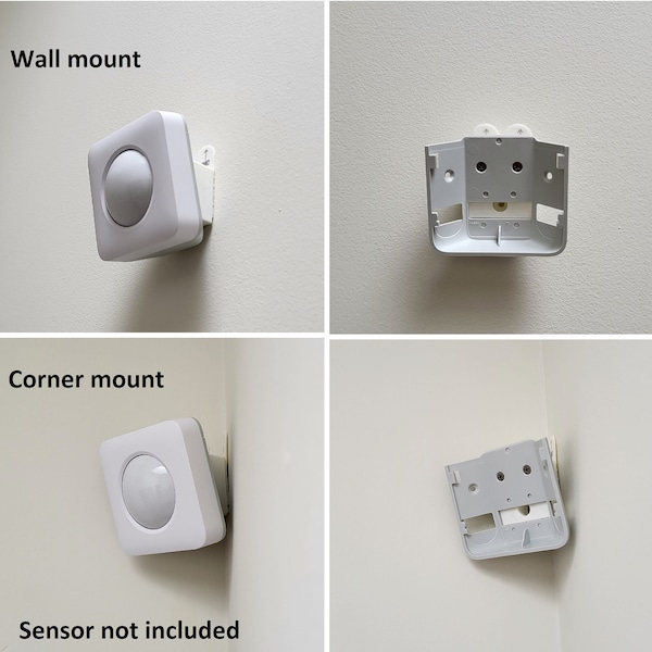 Wall Mount for SimpliSafe motion Sensor(Gen 2 only) angled (-15 deg) wall/corner, no drill/no damage to drywall