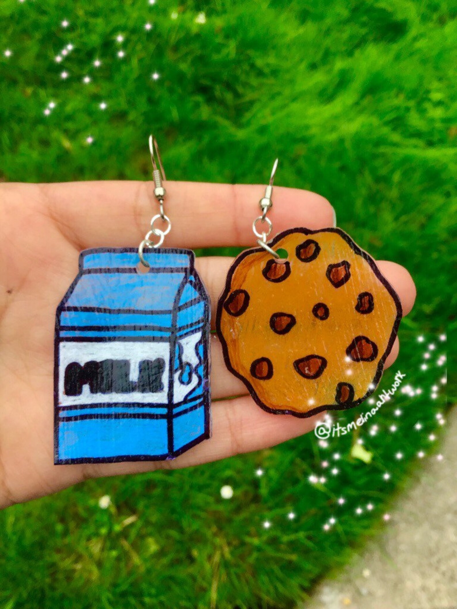 Cookie and milk earrings shrinky dink Etsy