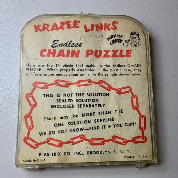 Vintage KRAZEE Links Endless Chain Puzzle