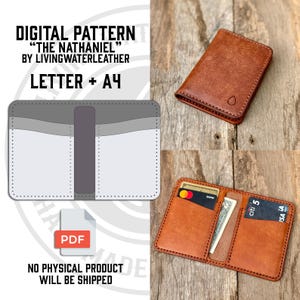 Leather Wallet Pattern PDF: Vertical Bifold Template (Letter + A4) “The Nathaniel”