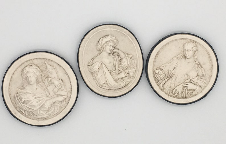 Set of 3 Antique Grand Tour Plaster Relief Medallions image 4