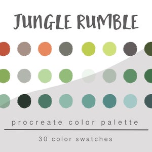 Jungle Rumble Procreate Color Palette Green | Color Swatches for Procreate | Digital Art Supplies | iPad Illustration