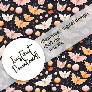 Seamless Digital Pattern | Cookie Bats | Kawaii | Cute Halloween | Seamless Pattern for Commercial Use | Sublimation Designs | Halloween