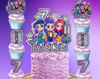 Personalized Kpop Birthday Cake Topper – Girl Band Theme - Cup cake Toppers