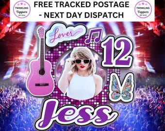 Personalized Taylor Swift Birthday Cake Topper - Eras Tour - 3d cake decoration for teen / kids - Any name / age -free postage 24hr dispatch