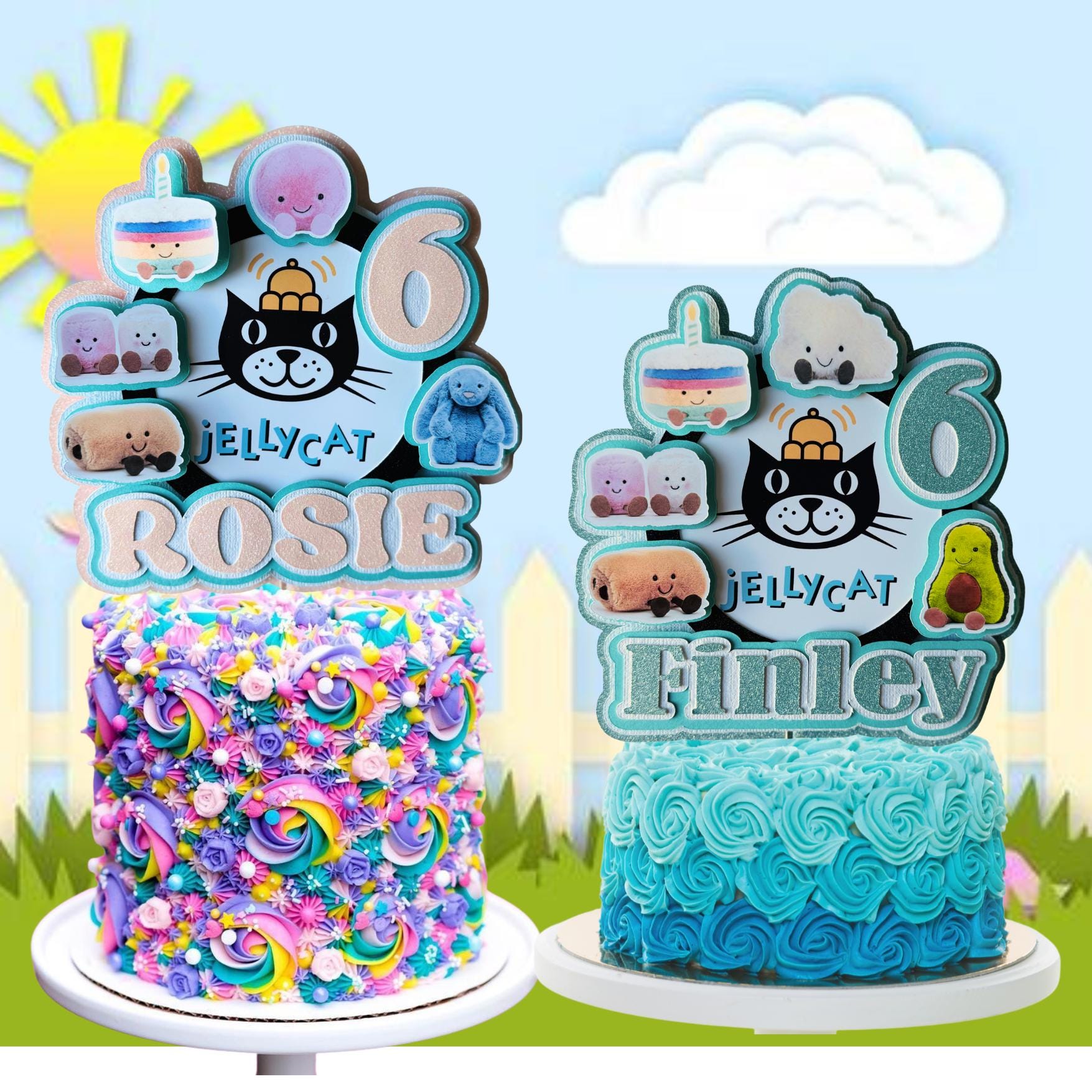Jellycat Cake Topper - 3d Personalised With Any Name & Age - Option to