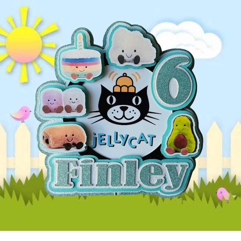 Jellycat Cake Topper - 3d Personalised With Any Name & Age - Option to