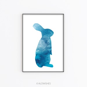 Blue watercolor bunny silhouette bunny pictures for ...