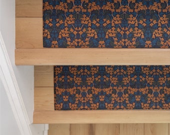Boho Stair Treads: William Morris Inspired Design - Custom Sizes, Non-Slip Backing, Mix & Match Patterns