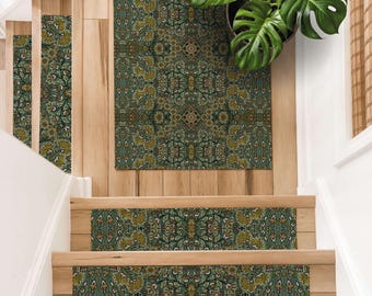 Low Profile Stair Treads, Boho Carpet Mats, Non Slip, Washable (Custom Sizes)