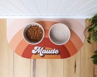 Personalized Pet Bowl Mat / Boho Dog Placemat / Custom Dog Feeding Mat / Cat Bowl Mat / Pet Gift - Maude