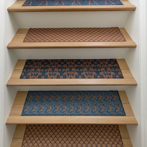 William Morris Pattern Stair Treads, Boho Carpet Mats, Custom Size, Non ...