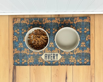 Personalized Dog Bowl Mat: Nonslip Rug-Like Absorbent Floor Protection