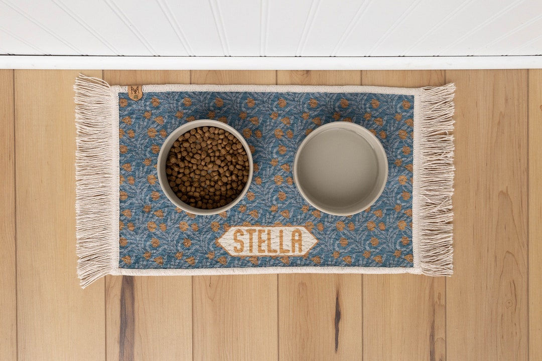 Personalized Dog Bowl Mat Fringe Pet Placemat Dog Water Bowl Mat Custom Pet Gift Stella Etsy