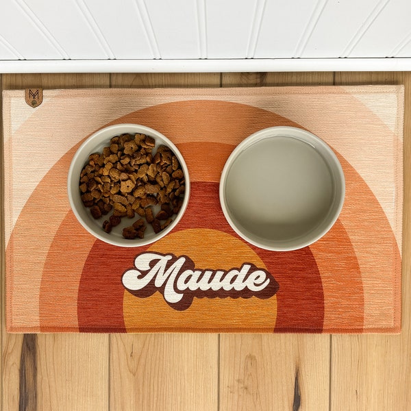 Personalized Dog Bowl Mat - Nonslip - Machine Washable - Maude