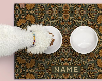 Absorbent Dog Bowl Mat, Washable Textile Pet Feeding Placemat