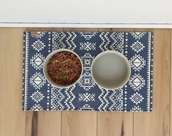 Boho Dog Bowl Mat: Fringe Design - Machine Washable, Nonslip Backing, Absorbent Pet Feeding Accessory
