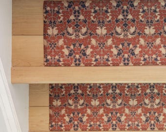 Boho Stair Treads: William Morris Pattern, Custom Size, Non-Slip Backing