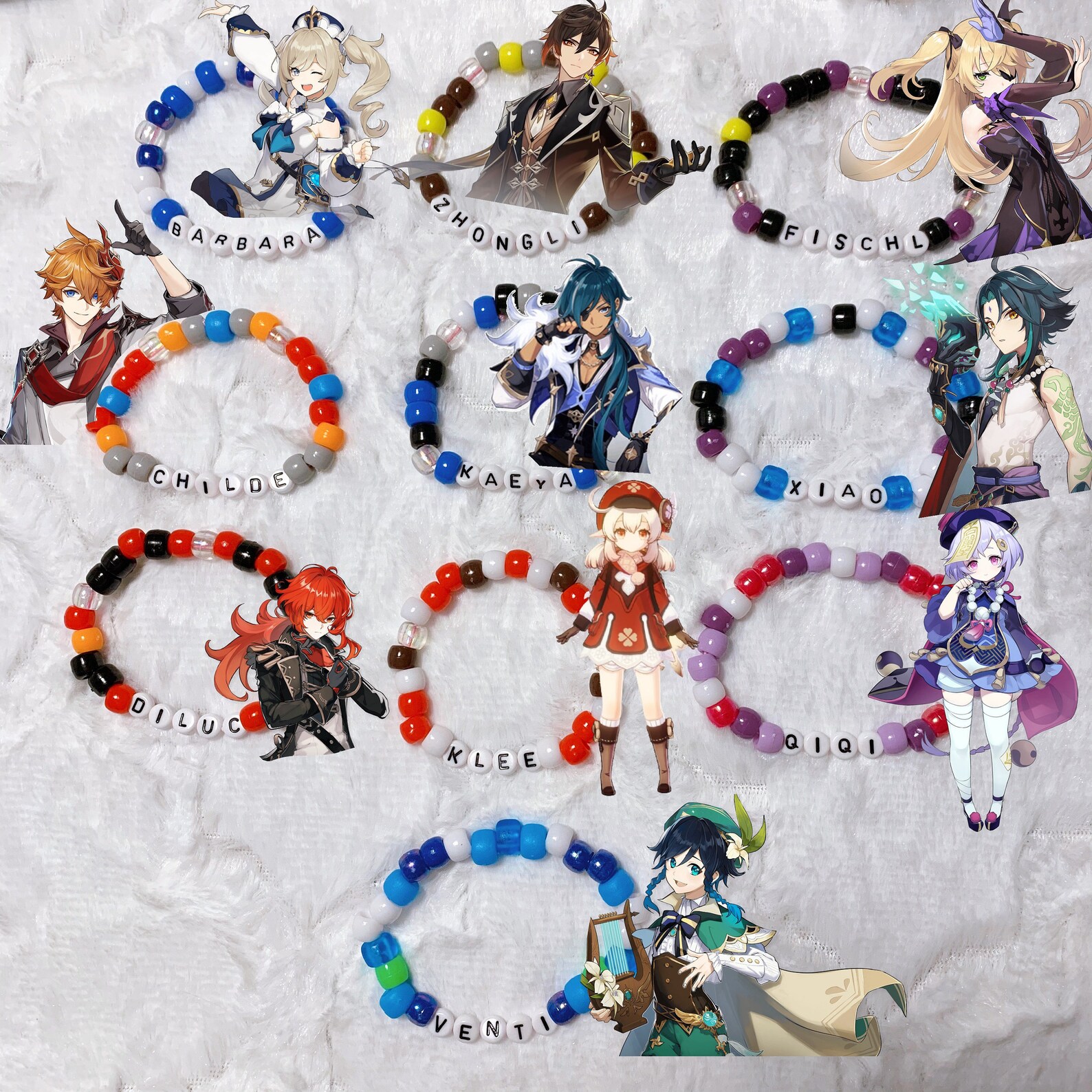 Genshin Impact Character Kandi Bracelets Etsy