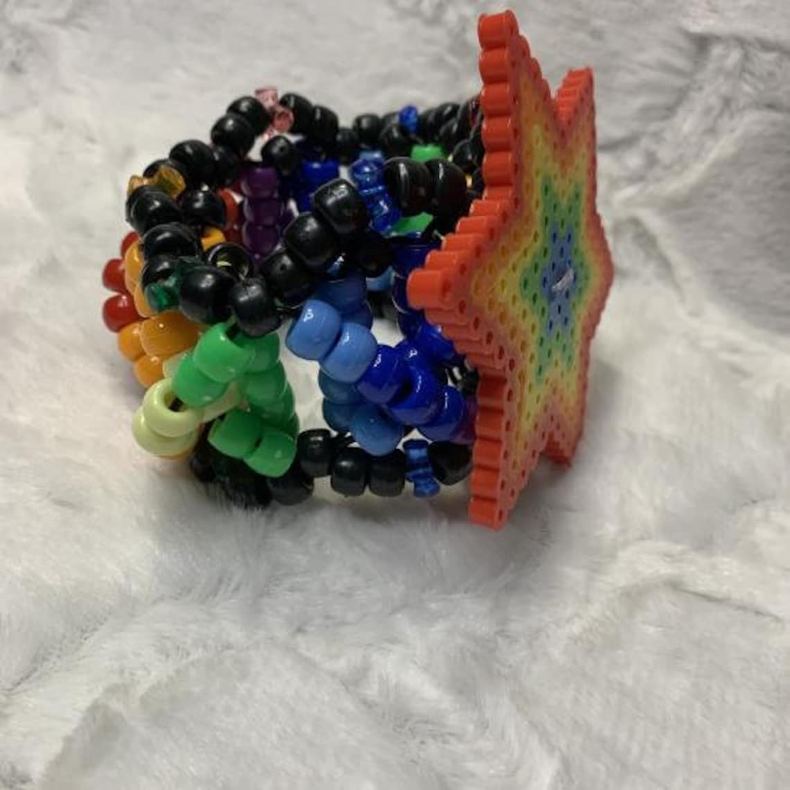 Rainbow Star Kandi Cuff Etsy