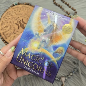 The Magic of Unicorns Oracle Cards by Diana Cooper, 44 card oracle deck with companion guidebook and box - USED