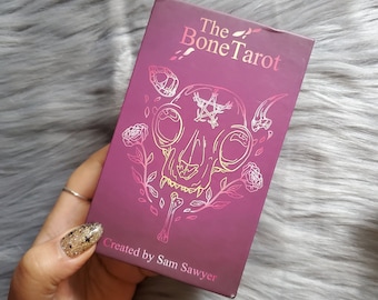 The Bone Tarot by Sam Sawyer, 78 card tarot deck with companion guidebook and box