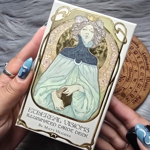 Baraja de tarot iluminada Ethereal Visions de Matt Hughes, 80 cartas, guía y caja - USADA