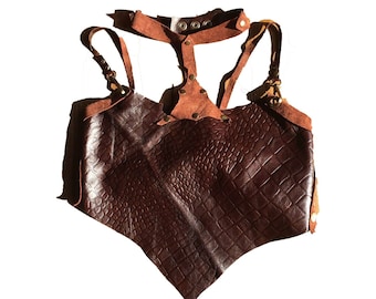 Leder-Top-Leder Design-Boho Kleidung-Steampunk tragen-Leder Handwerk-Frauenkleidung