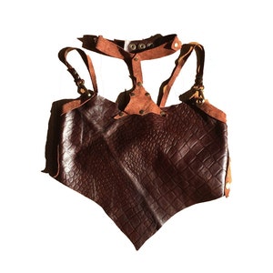 Leather top-Leather design-Bohemian clothing-Steampunk wear-Leather craft-Woman clothing