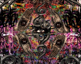 Psychedelischer Wandbehang, Hippie Wanddeko (150 x 150 cm)