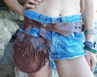 Handgemachte Leder Bauchtasche Gürtel – Upcycled Festival Body Bag
