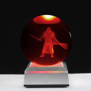 3D Star Wars 80mm Hologram Darth Vader K9 Crystal Glass Ball with LED light base [Multi-color Option]