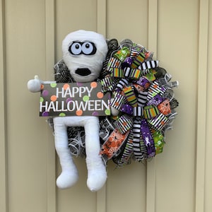 Halloween Mummy Wreath, Halloween Door Decor, Halloween Wreaths for Front Door