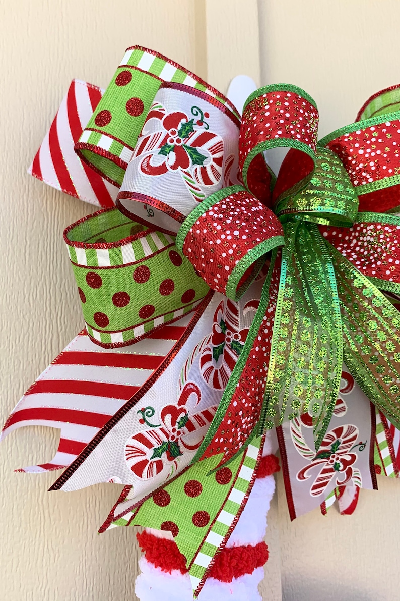 Cute Christmas Wreath Candy Cane Wreath Elf Wreath | Etsy