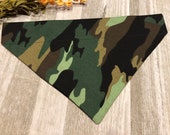 Green Camouflage Over the Collar Dog Bandana Stocking Stuffers for Dogs, Hunting Camo, Camo Dog Accessories, Puppy Collar, Dpg Mom gift