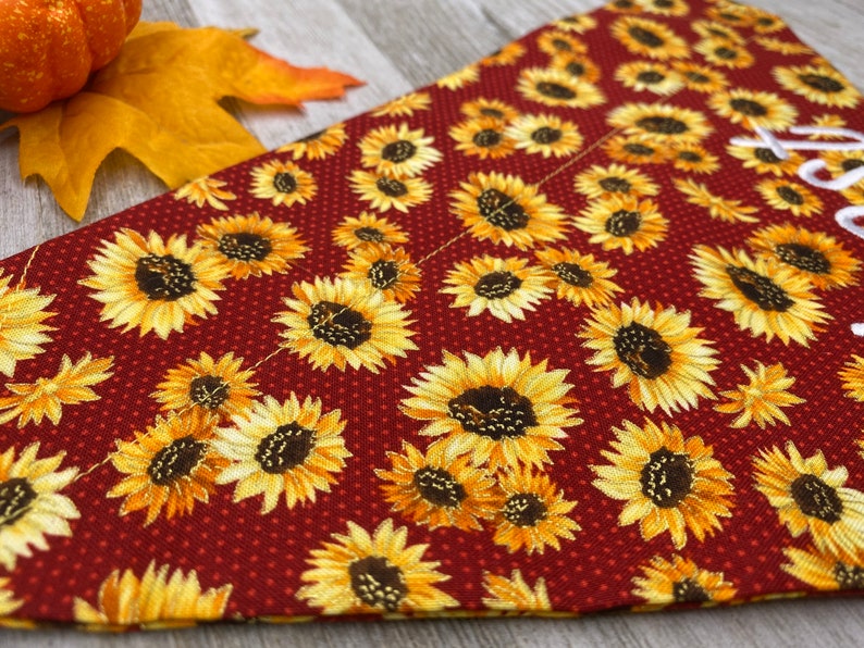Large Dog Accessories Halloween Dog Bandana Fall Dog Collar Floral Bandana Personalized Fall Sunflower Over the Collar Dog Bandana