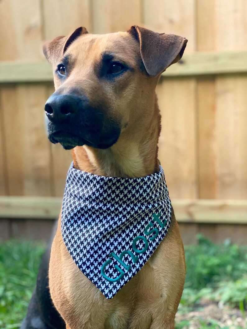 Personalized Houndstooth Over the Collar Dog Bandana Large Etsy
