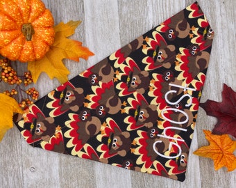 Personalized Fall Thanksgiving Over The Collar Dog Bandana | Fall Dog Bandana, Fall Dog Scarf, Handkerchief For Dog, Thanksgiving Dog Collar