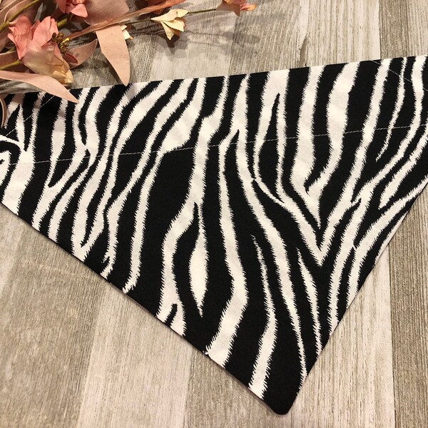 Zebra Print Over the Collar Dog Bandana | Zebra print Bandana, Zebra accessories, Puppy collar, stocking Stuffers for dog, Dog Accessories