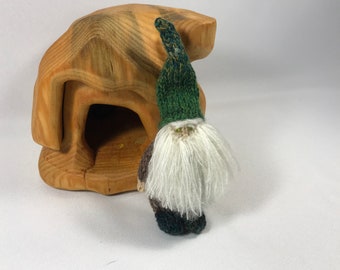 Knitted pocket gnome.  Waldorf gnome